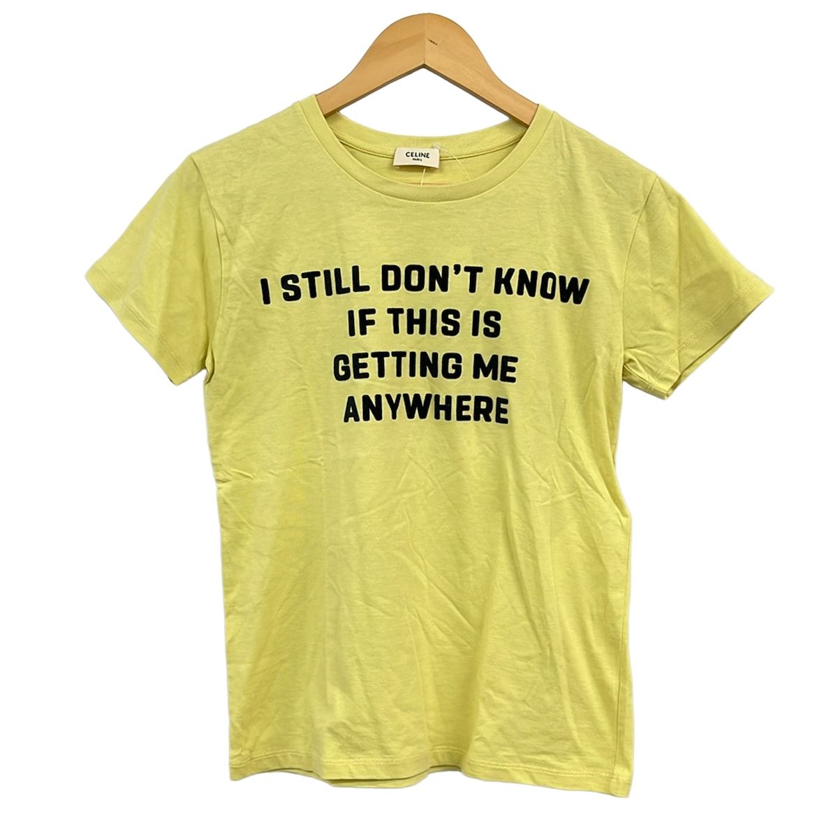 Celine Short Sleeve T-Shirt XS Yellow Black Crew