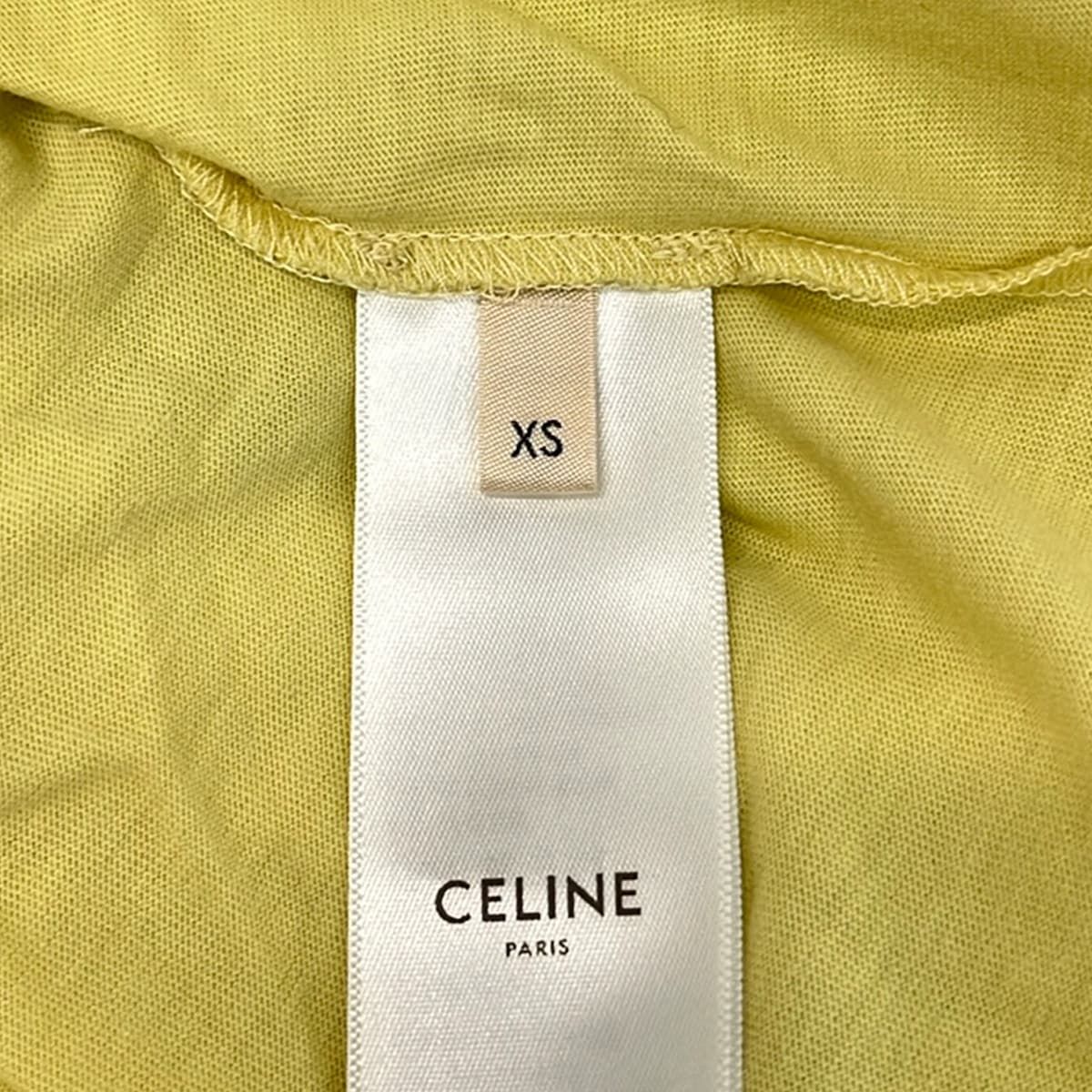 Celine Short Sleeve T-Shirt XS Yellow Black Crew — view 5