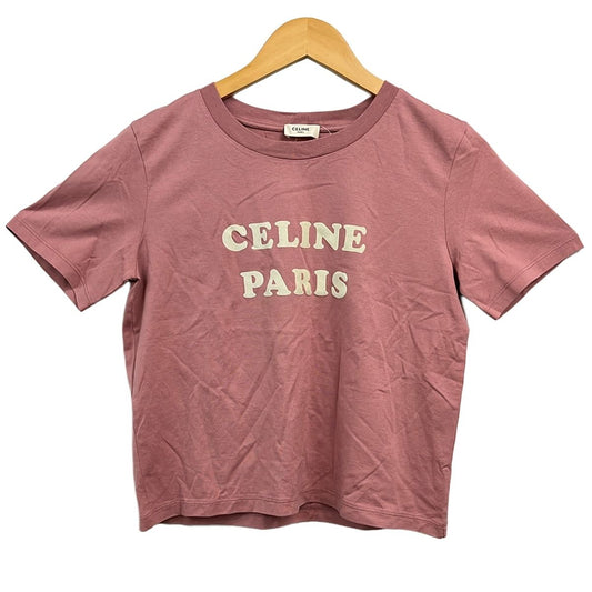Celine Short Sleeve T-Shirt XS Pink Ivory Crew