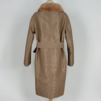 Fendi Fur Coat Fur Liner Belt Outer Polyester Fur Beige — view 3
