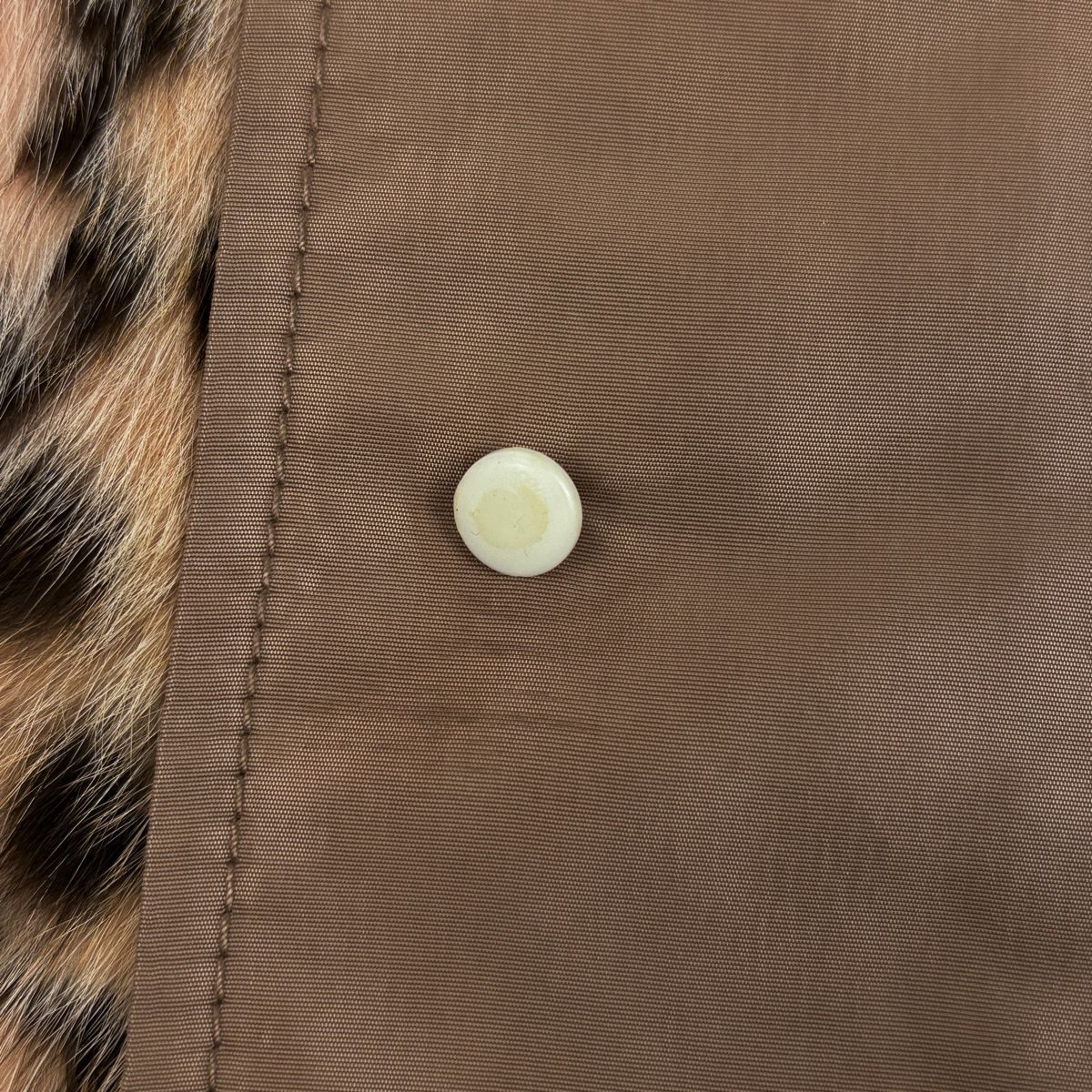 Fendi Fur Coat Fur Liner Belt Outer Polyester Fur Beige — view 5