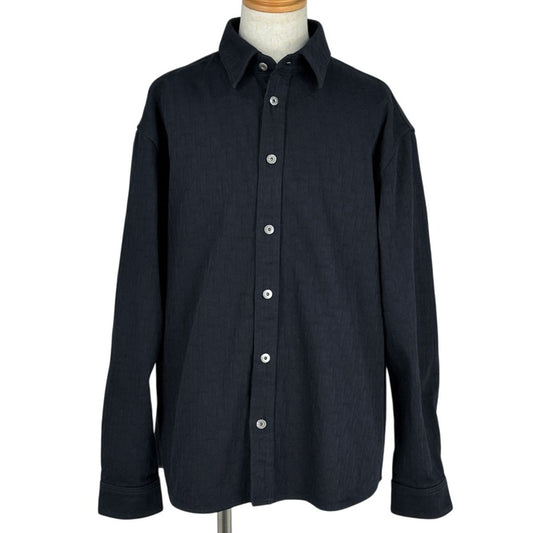 Dior Oblique Jacquard Long Sleeve Shirt Top Cotton Navy