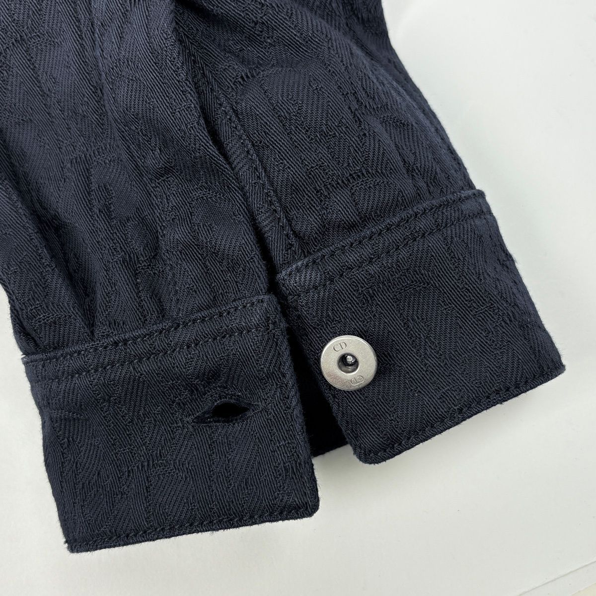 Dior Oblique Jacquard Long Sleeve Shirt Top Cotton Navy — view 5