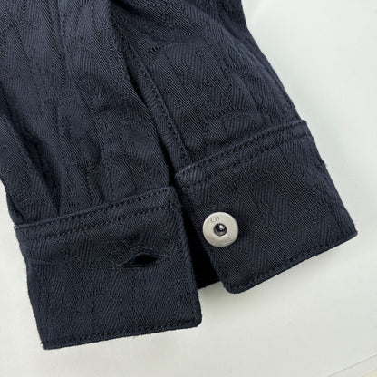 Dior Oblique Jacquard Long Sleeve Shirt Top Cotton Navy — view 5