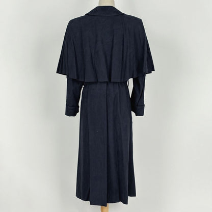 Saint Laurent Trench Coat Suede with Belt Artificial Leather Navy — view 3