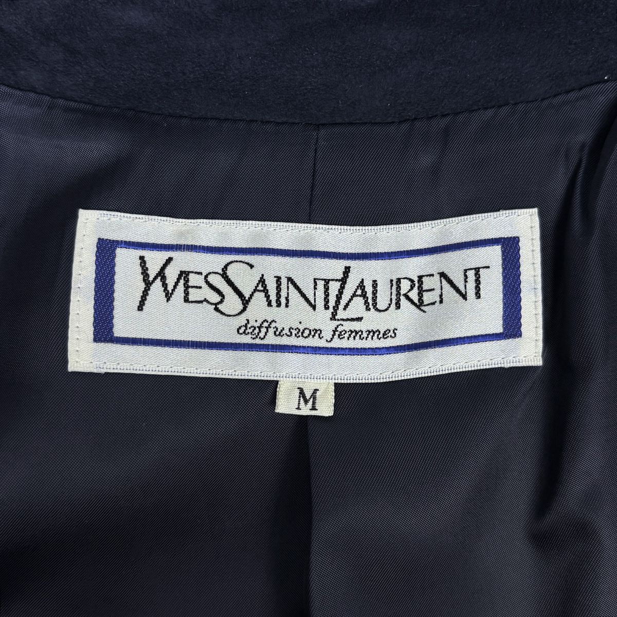 Saint Laurent Trench Coat Suede with Belt Artificial Leather Navy — view 8
