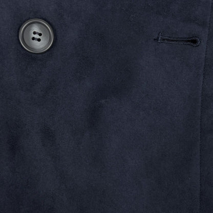 Saint Laurent Trench Coat Suede with Belt Artificial Leather Navy
