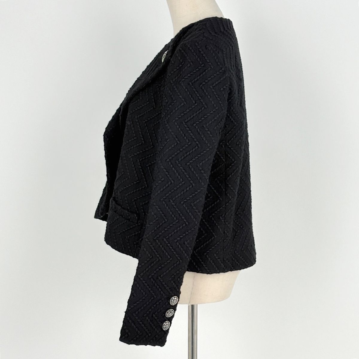 Chanel Jacket Short Length Wool Black — view 2