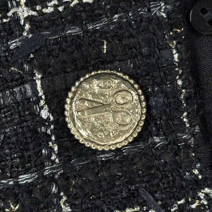 Chanel Tweed Jacket 08c Scissors Motif Button Black — view 7