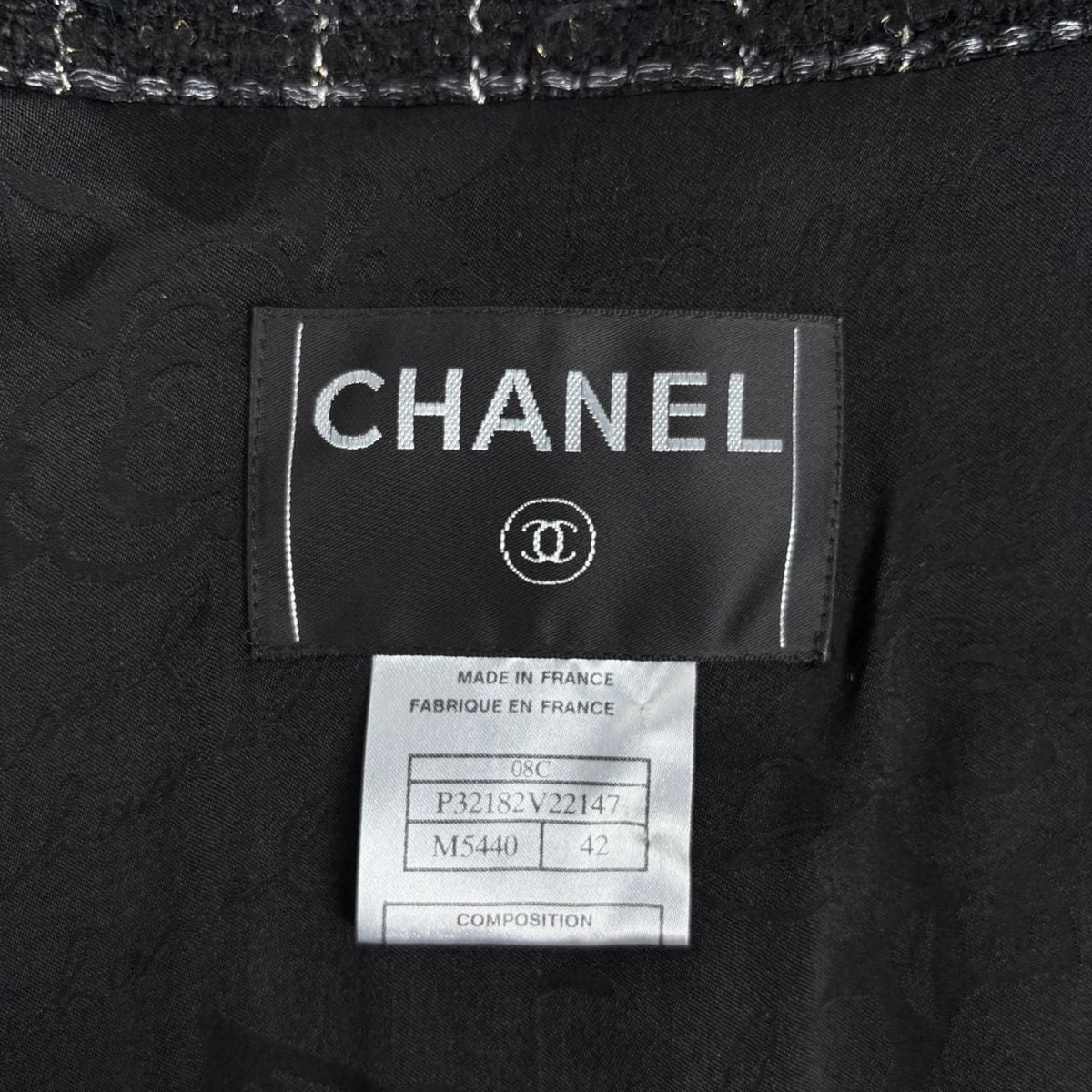 Chanel Tweed Jacket 08c Scissors Motif Button Black — view 8