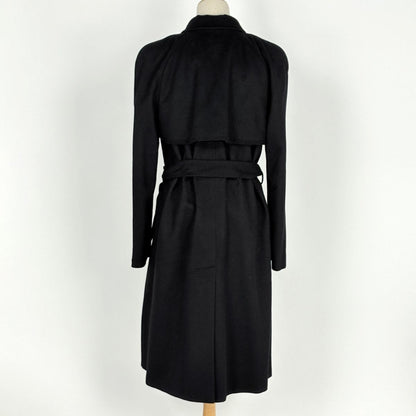 Chanel CC Logo Button Long Coat Belted Cashmere Black — view 3