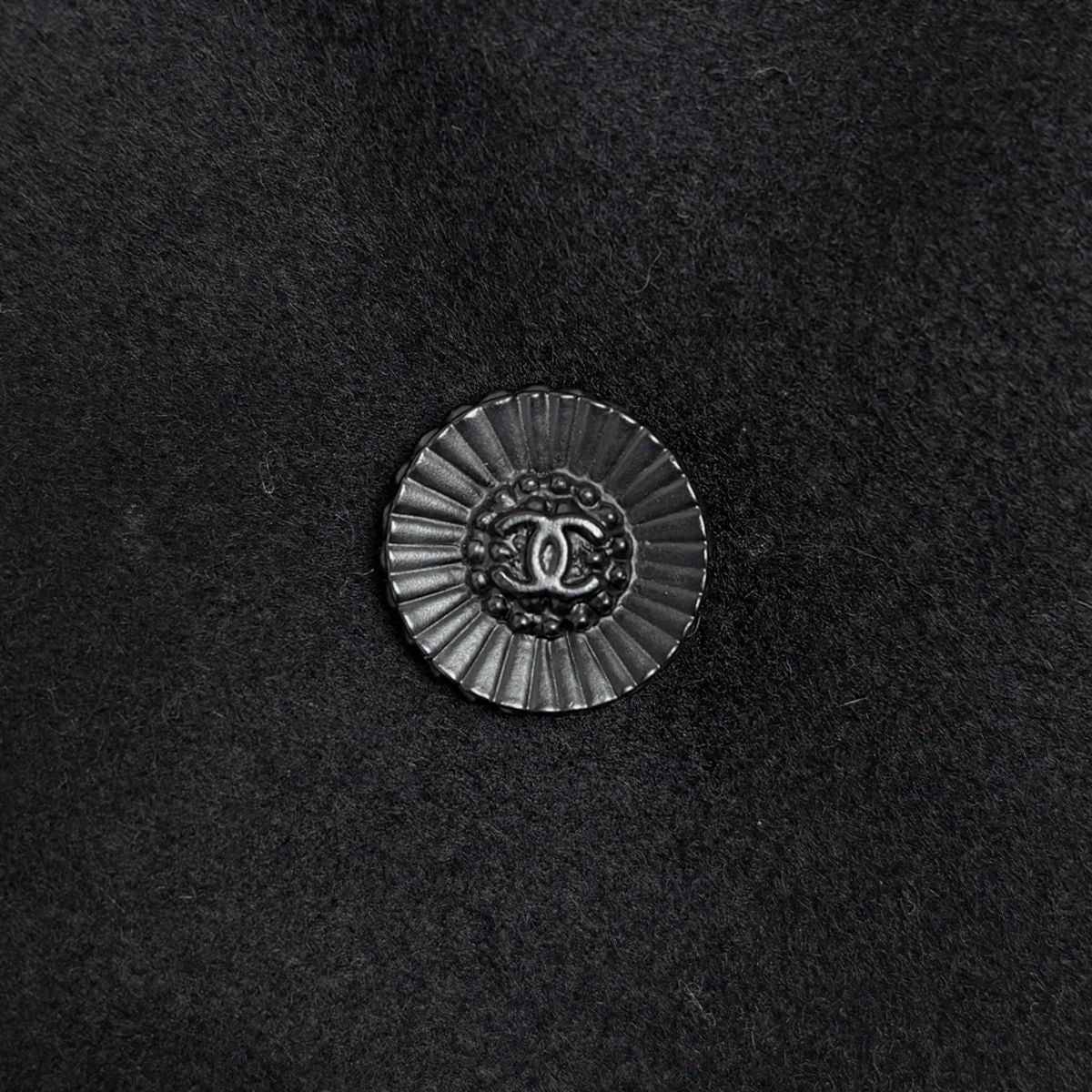 Chanel CC Logo Button Long Coat Belted Cashmere Black — view 7