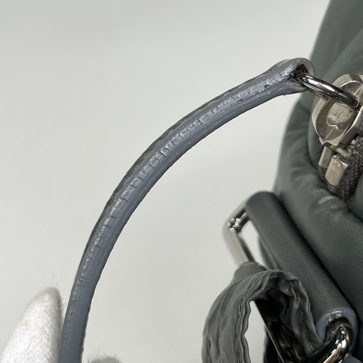 Chanel Coco Cocoon Shoulder Bag Nylon Khaki Gray — view 6