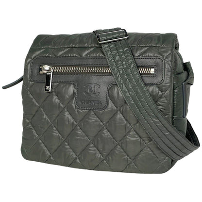 Chanel Coco Cocoon Shoulder Bag Nylon Khaki Gray