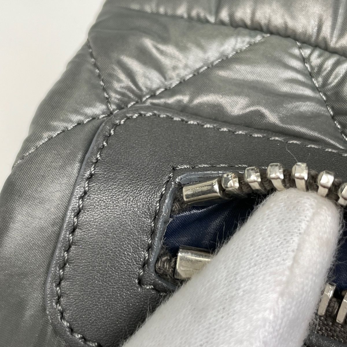 Chanel Coco Cocoon Shoulder Bag Nylon Khaki Gray — view 8