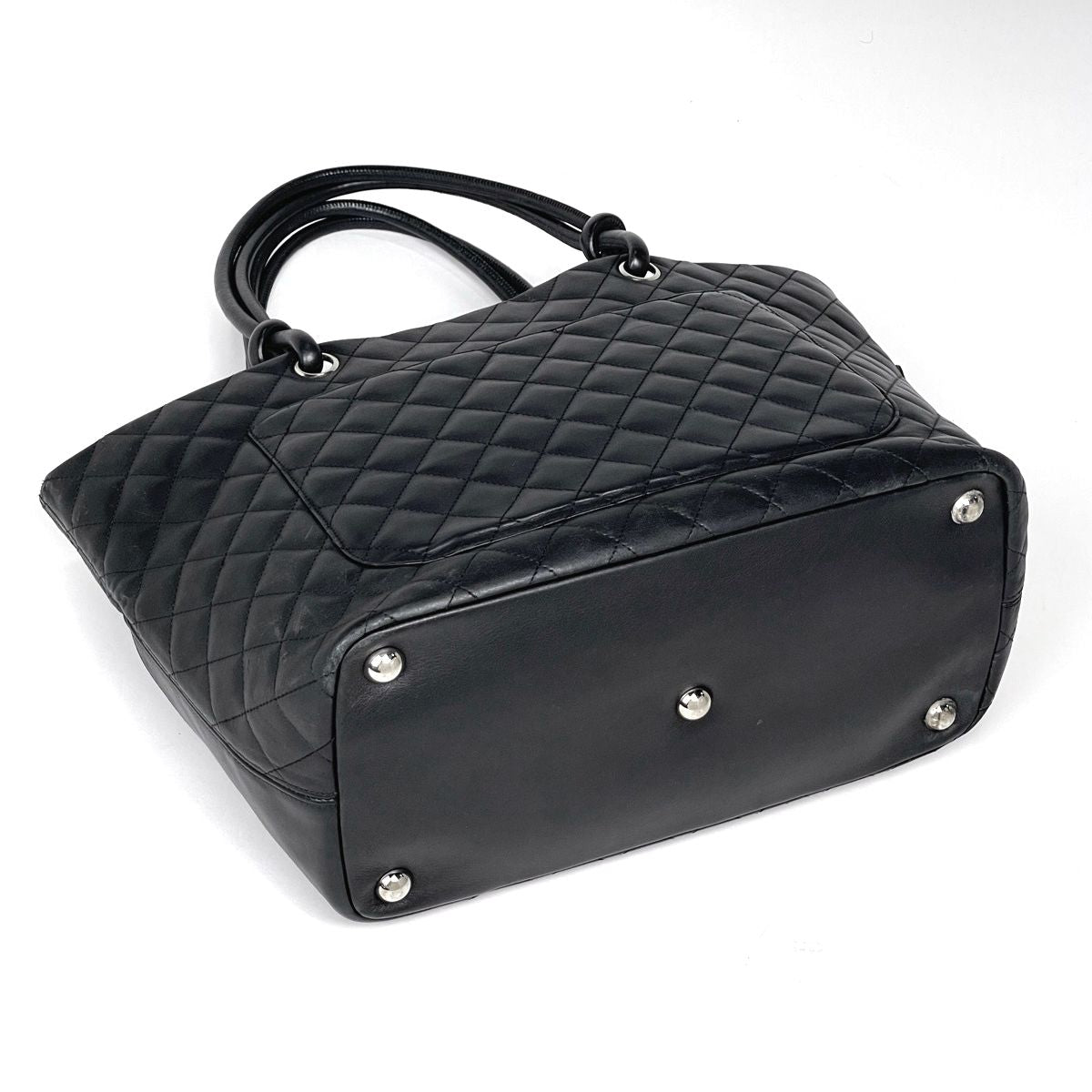 Chanel Cambon Line Large Tote CC Logo Shoulder Bag Leather Black — view 2