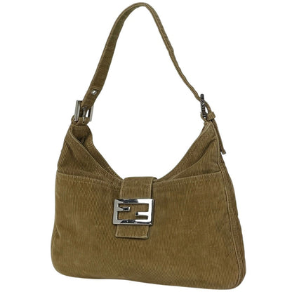 Fendi Zucca Logo Shoulder Bag Corduroy Brown