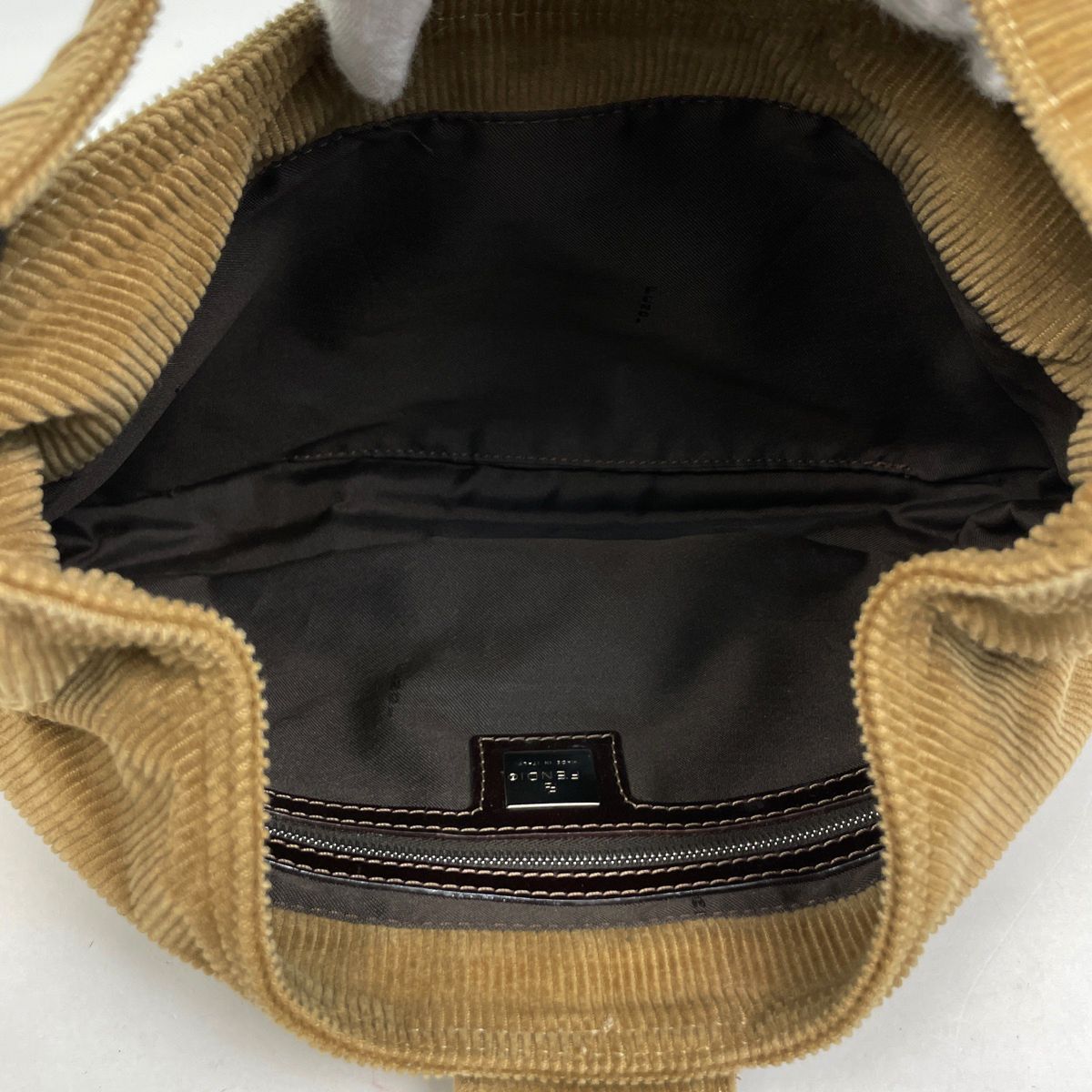 Fendi Zucca Logo Shoulder Bag Corduroy Brown — view 7
