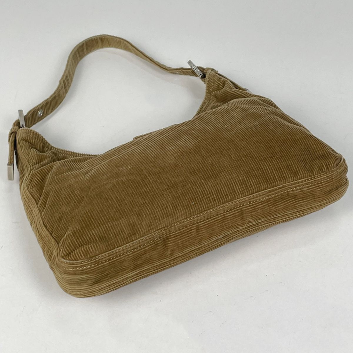Fendi Zucca Logo Shoulder Bag Corduroy Brown — view 2