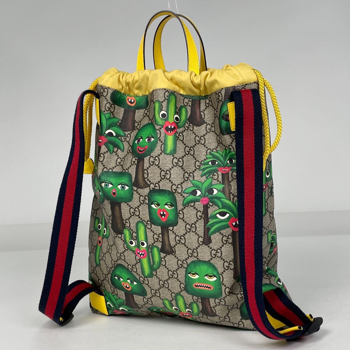 Gucci Children's Backpack GG Pattern Cactus Beige Green Yellow — view 2