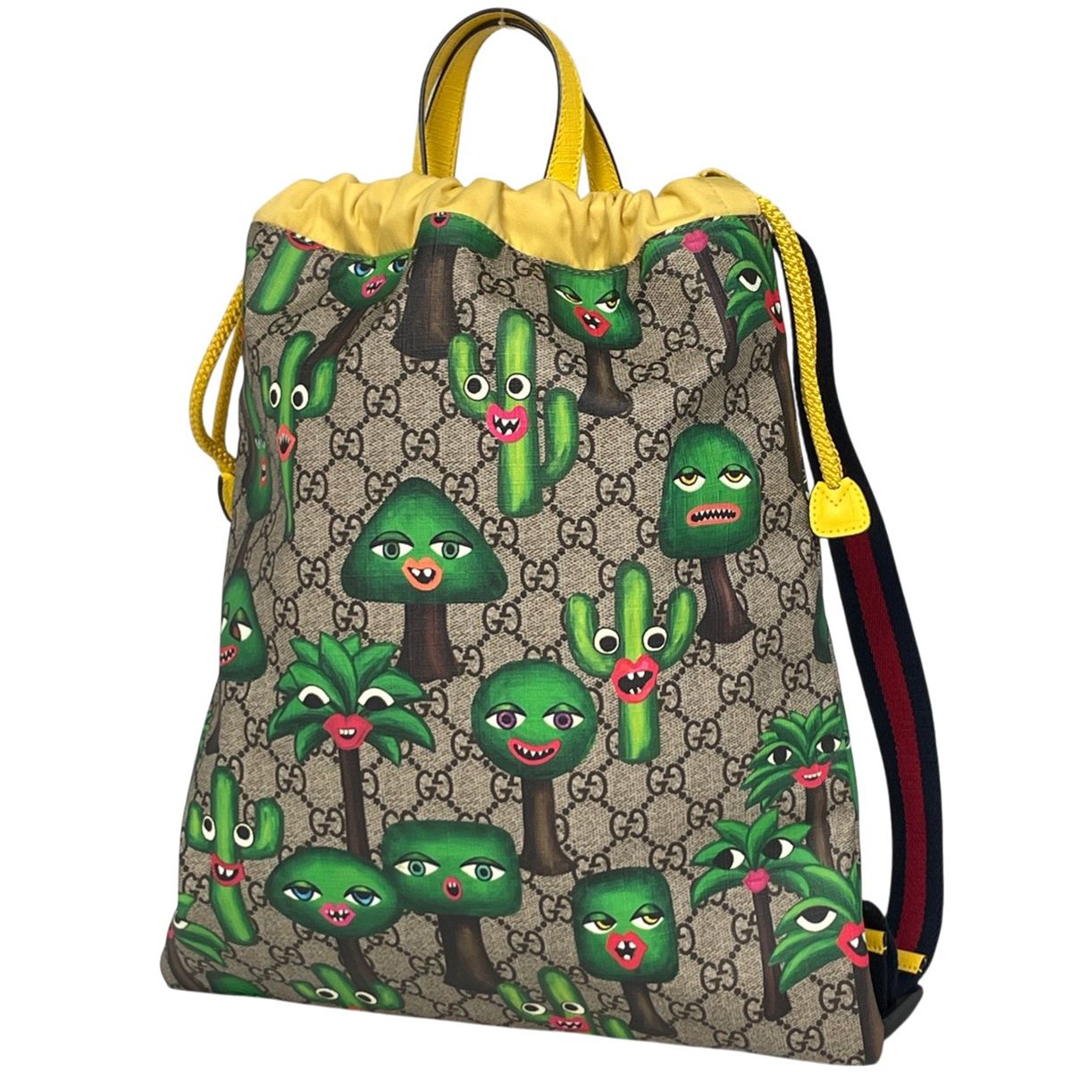 Gucci Children's Backpack GG Pattern Cactus Beige Green Yellow