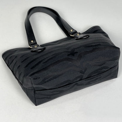 Fendi Logo Handbag Zebra Pattern Canvas Black — view 2