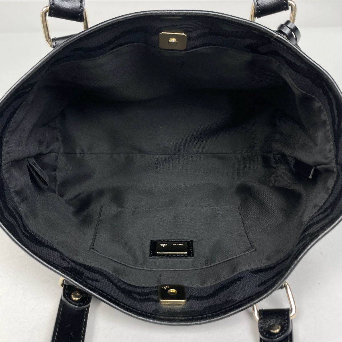 Fendi Logo Handbag Zebra Pattern Canvas Black — view 6
