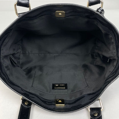 Fendi Logo Handbag Zebra Pattern Canvas Black — view 6