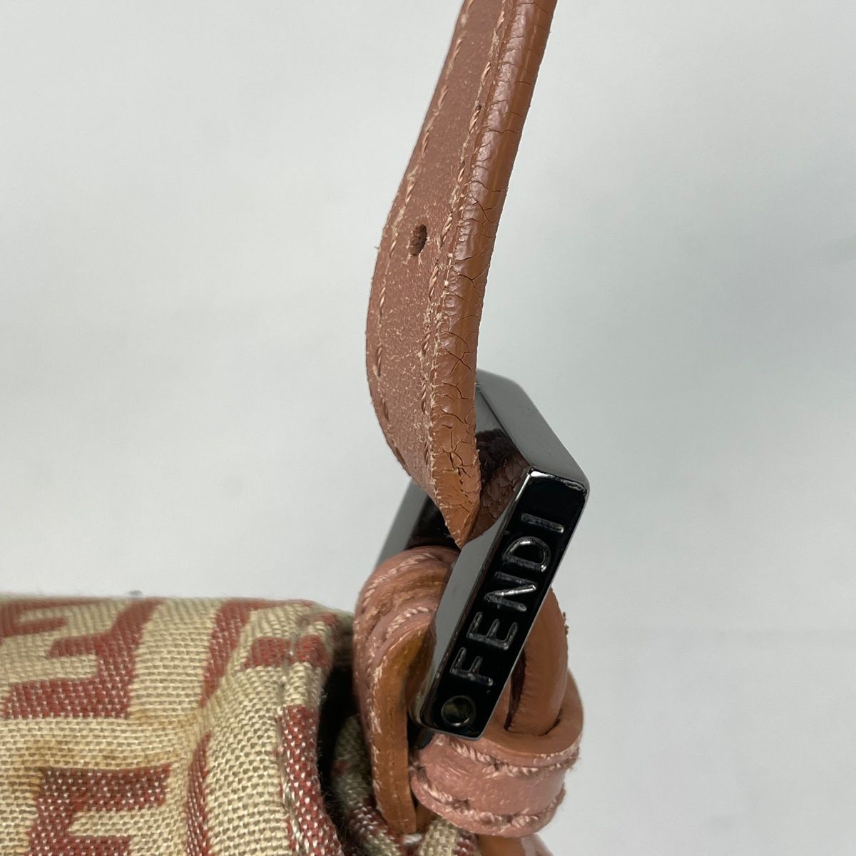 Fendi Zucchino Pattern Shoulder Bag Canvas Beige Pink — view 5