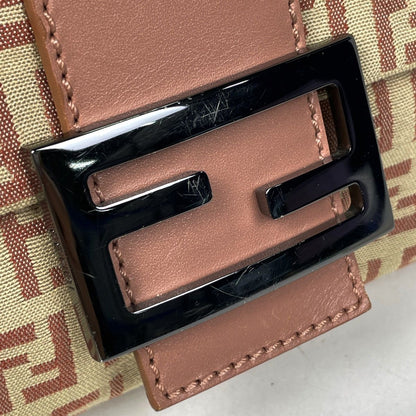 Fendi Zucchino Pattern Shoulder Bag Canvas Beige Pink — view 4