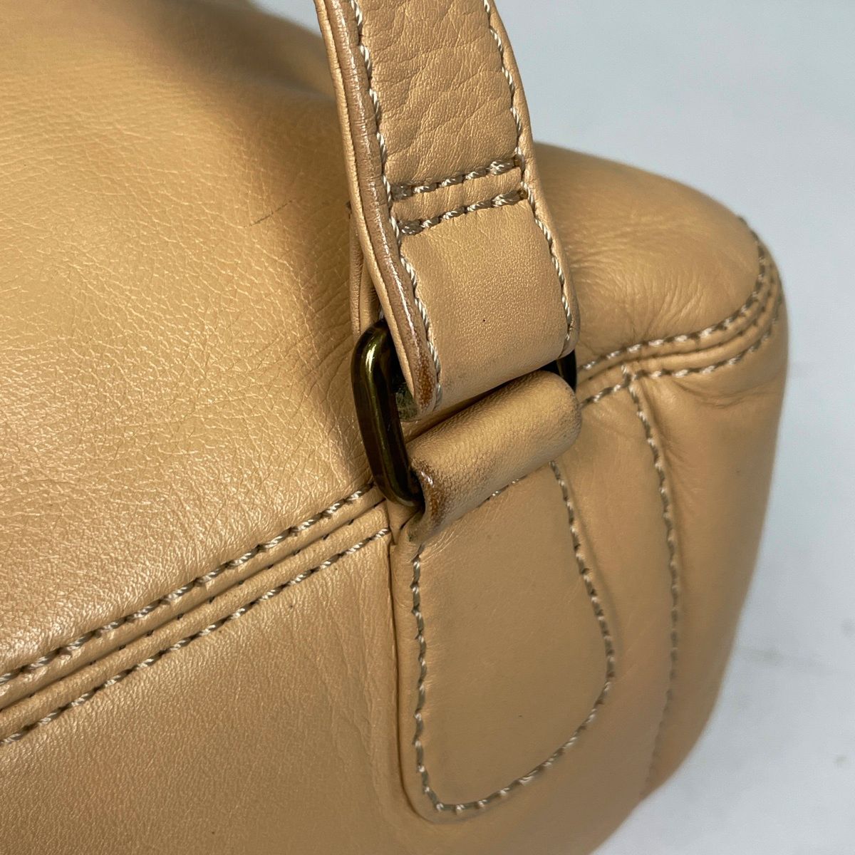Chanel CC Logo Backpack Leather Beige — view 4