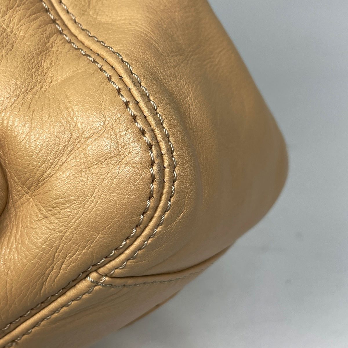 Chanel CC Logo Backpack Leather Beige — view 3