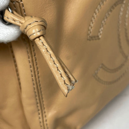 Chanel CC Logo Backpack Leather Beige — view 5