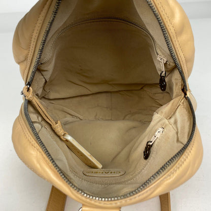 Chanel CC Logo Backpack Leather Beige — view 9