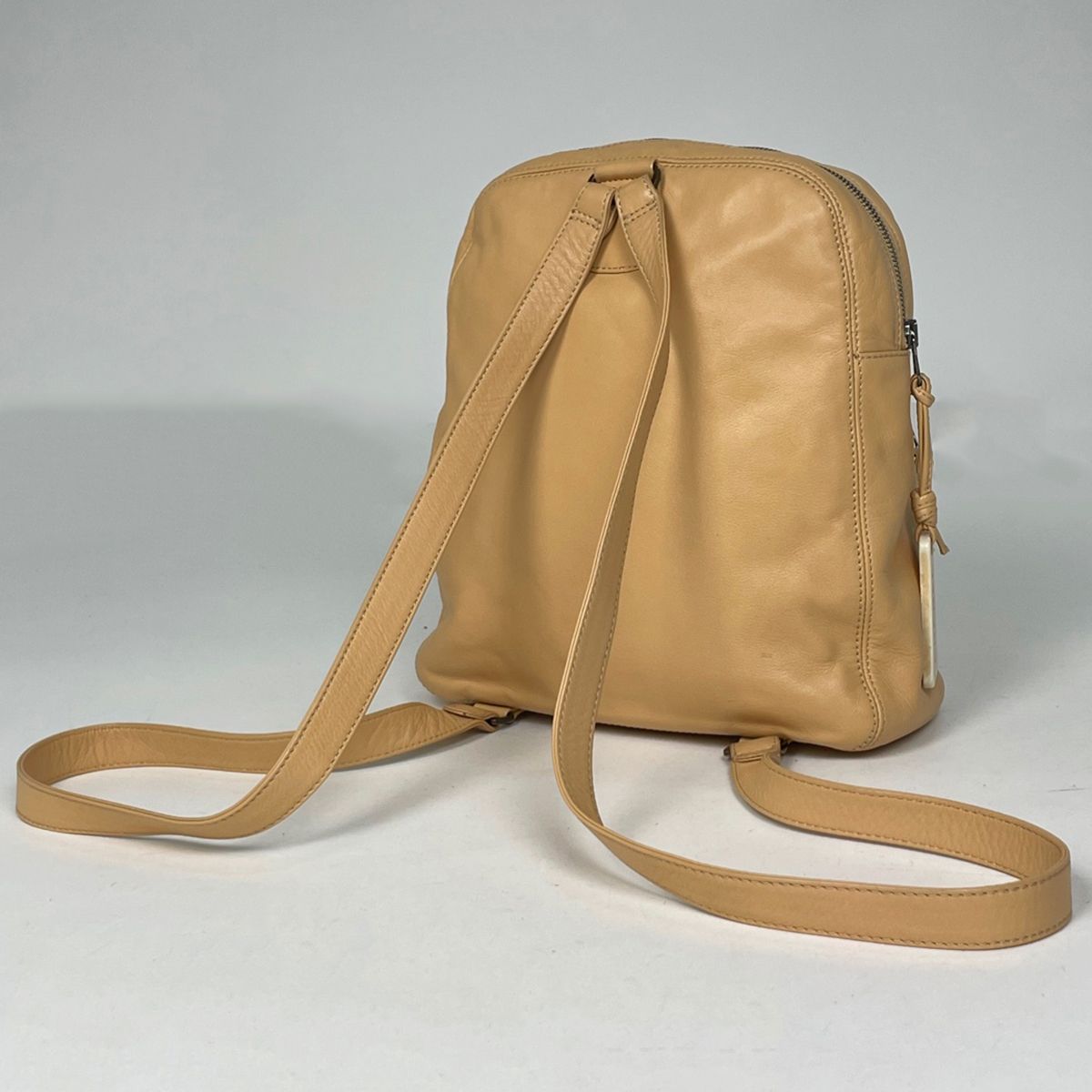 Chanel CC Logo Backpack Leather Beige — view 2