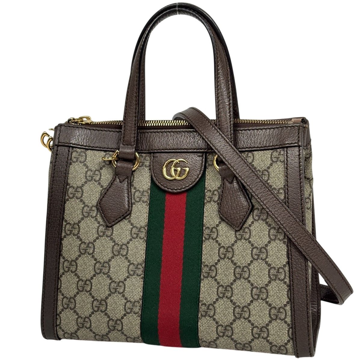 Gucci Ophidia Small Tote GG Double Web 2-Way Supreme Beige Brown
