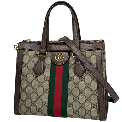 Gucci Ophidia Small Tote GG Double Web 2-Way Supreme Beige Brown