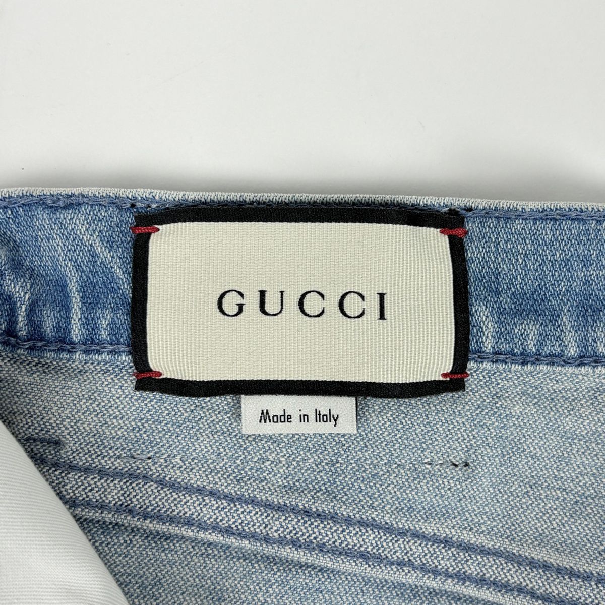 Gucci Washed Denim Flare Pants Cotton Polyurethane Blue — view 6