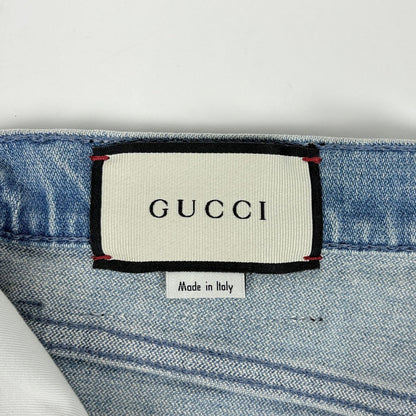 Gucci Washed Denim Flare Pants Cotton Polyurethane Blue — view 6