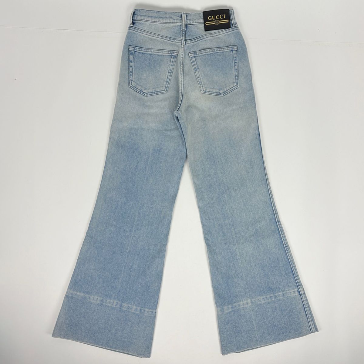 Gucci Washed Denim Flare Pants Cotton Polyurethane Blue — view 2