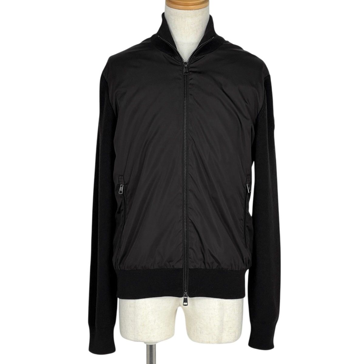 Moncler Knit Cut Replacement Zip Up Jacket Cardigan Black
