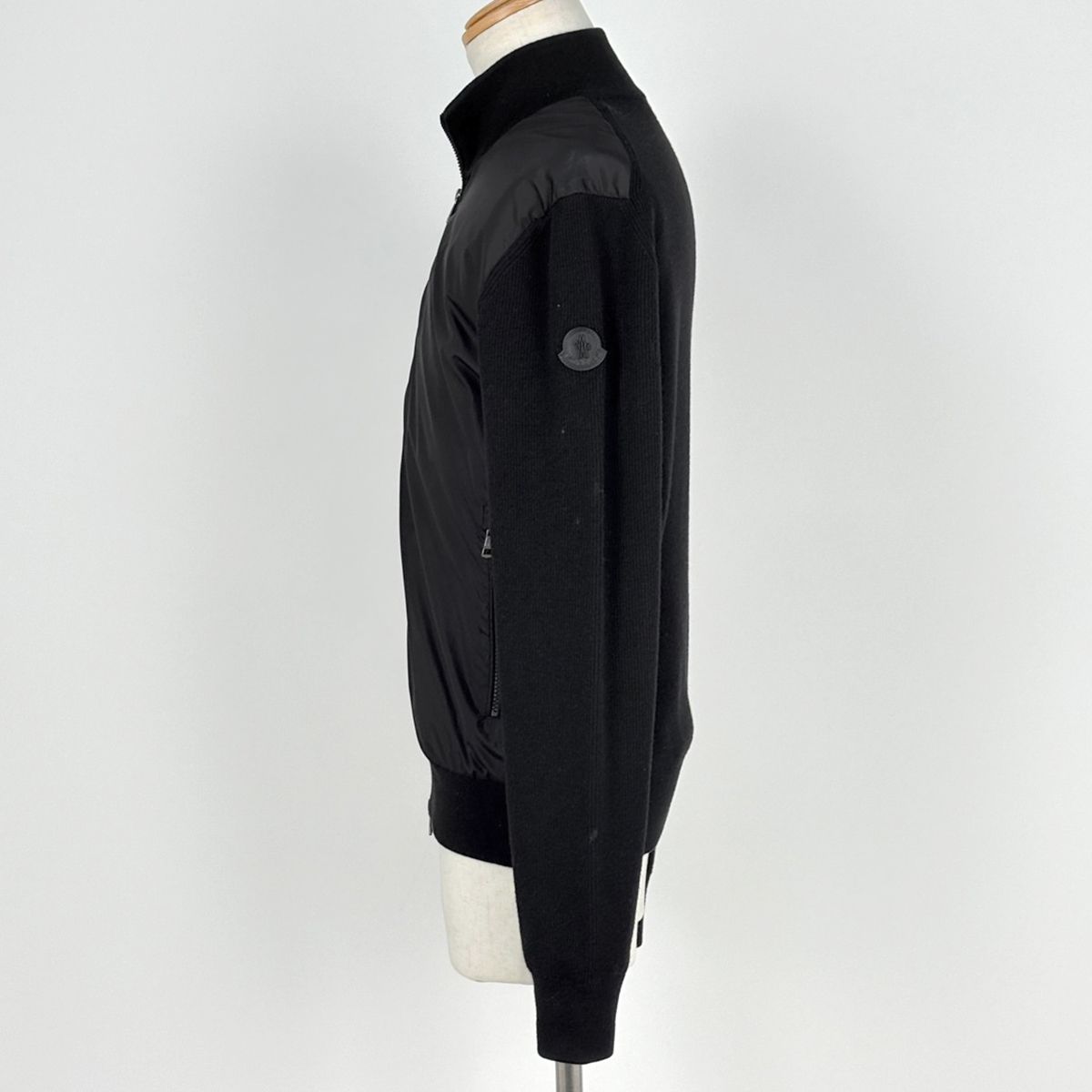 Moncler Knit Cut Replacement Zip Up Jacket Cardigan Black — view 2