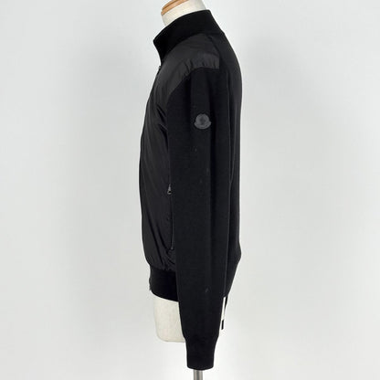 Moncler Knit Cut Replacement Zip Up Jacket Cardigan Black — view 2