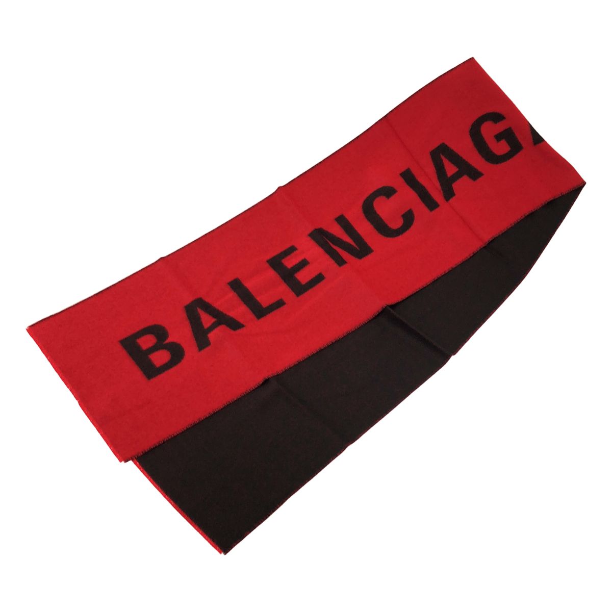 Balenciaga Wool Logo Large Shawl 30 205 cm Red Black Scarf — view 2