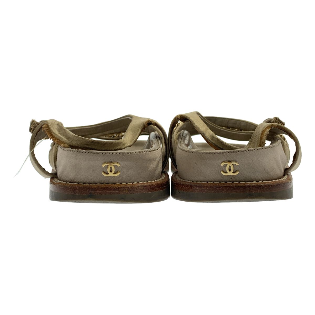 Chanel Chain Strap Sandals 37 Beige — view 3
