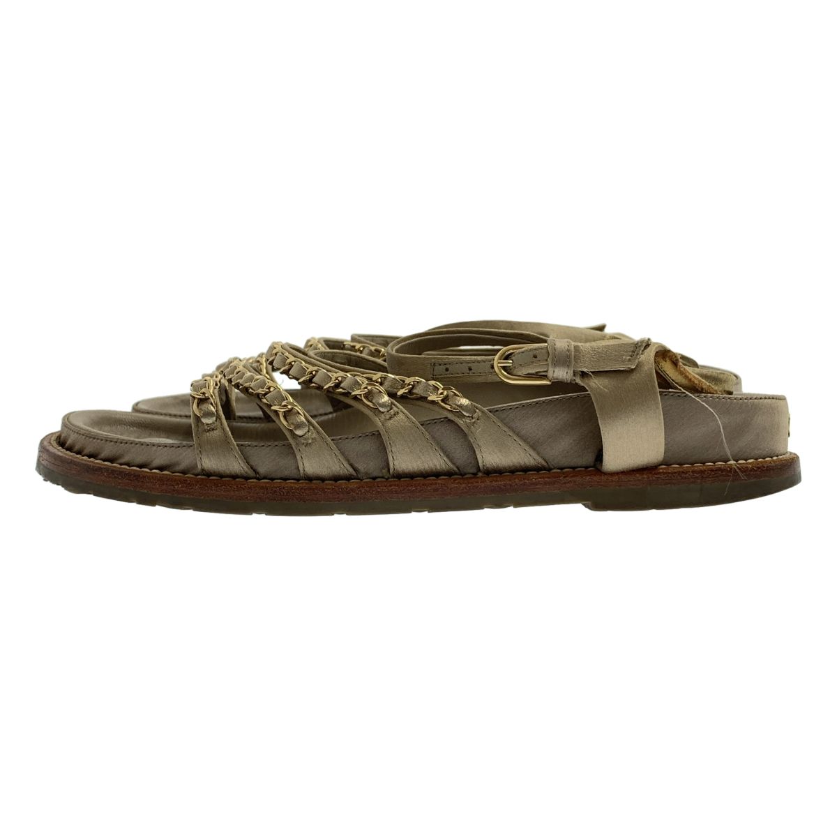 Chanel Chain Strap Sandals 37 Beige — view 2