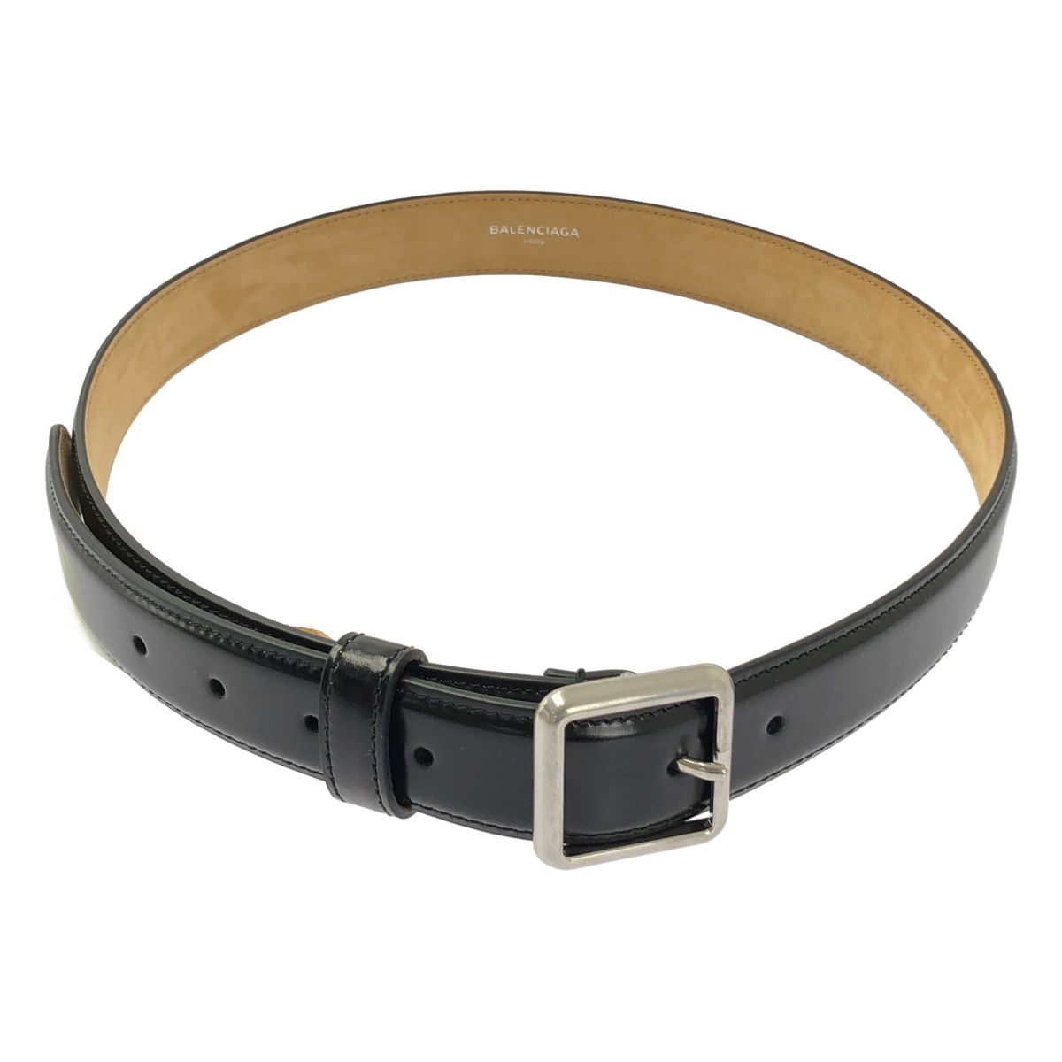 Balenciaga Squarebuckle Leather Belt 85 Black