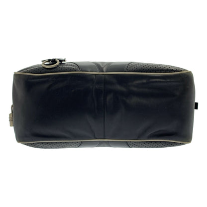 Prada Leather Hand Bag Perforated Bowling Boston Handbag Logo Fully Lined Black — view 5