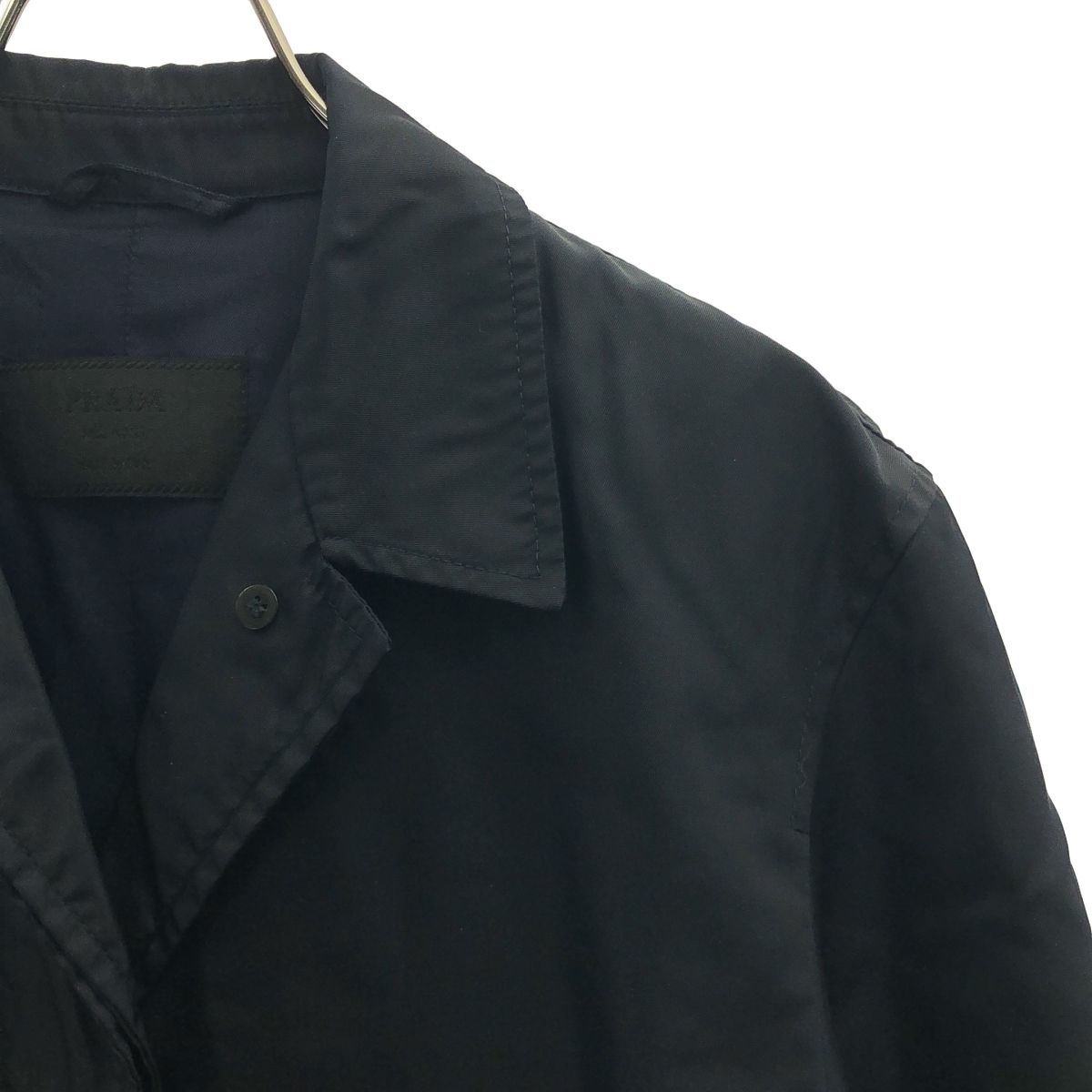 Prada Nylon Logo Zip Fly Front Single Coat 40 Dark Navy — view 2