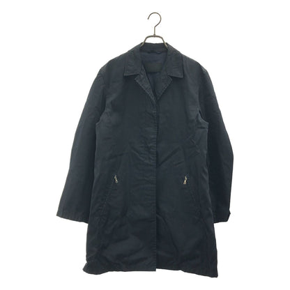 Prada Nylon Logo Zip Fly Front Single Coat 40 Dark Navy